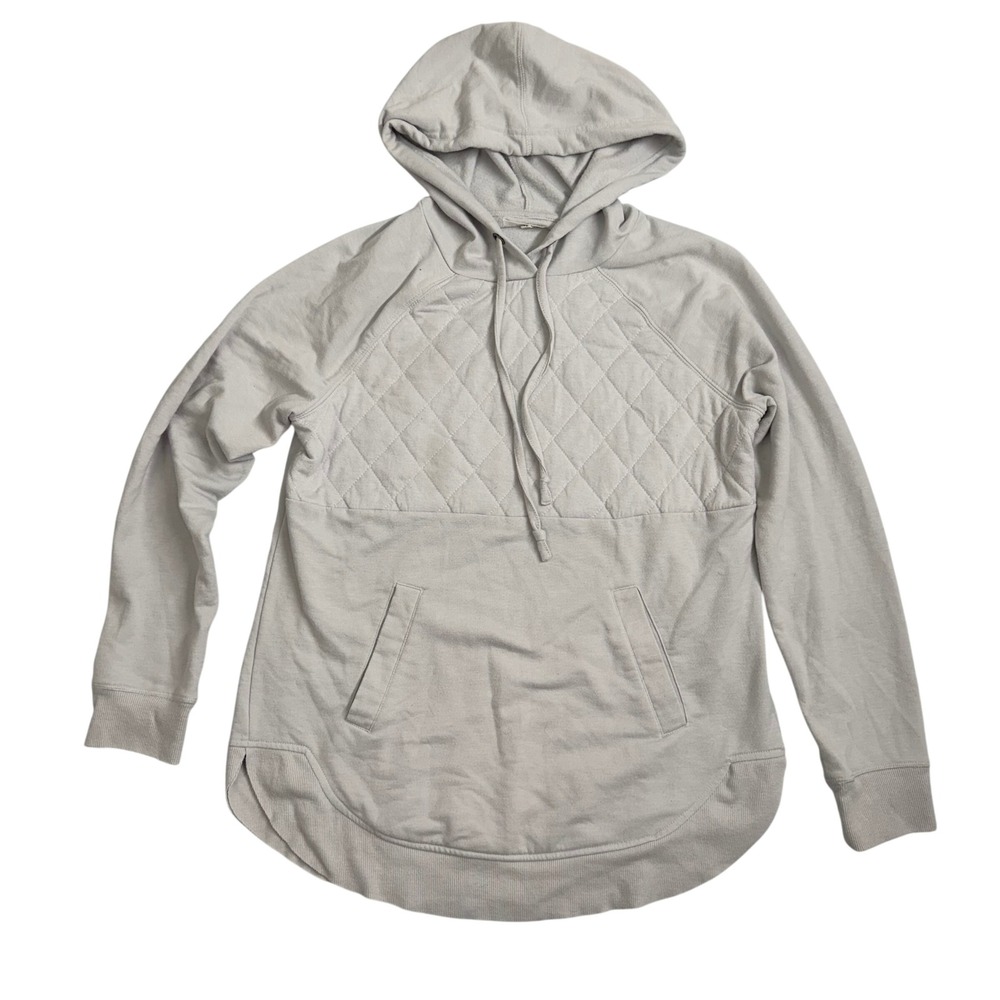 Maurices Light Gray Quilted Front Hoodie Tunic Pocket Pullover Size S